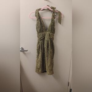 Tatyana Women's Lurex Halter Ruched Mini Dress Sz M